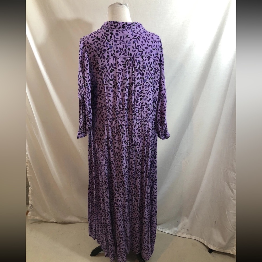 Woman Within Lavender & Purple 3/4 Sleeve Button Up Dress -Womens 22W, Bust 26” - Picture 2 of 4